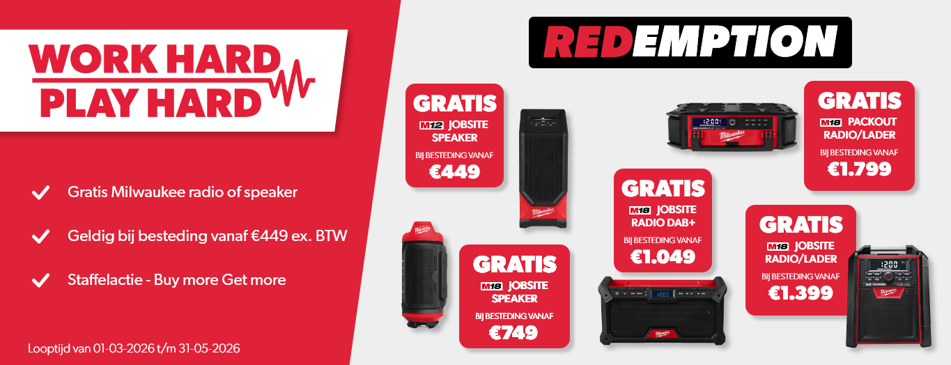 Gratis Milwaukee packout artikelen - redemption